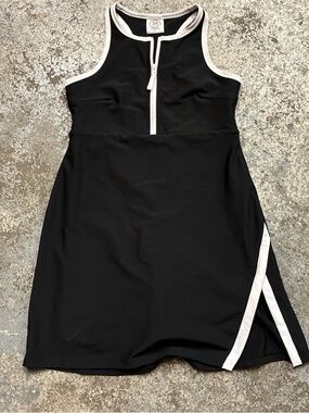 Sage Black Athletic Mini Dress with White Trim